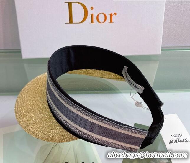 Promotional Dior Straw Visor Hat 053129 Gold/Grey 2022