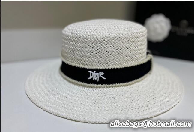 Pretty Style Dior Straw Wide Brim Hat 053148 White 2022