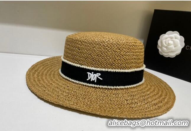 Good Taste Dior Straw Wide Brim Hat 053150 Khaki 2022