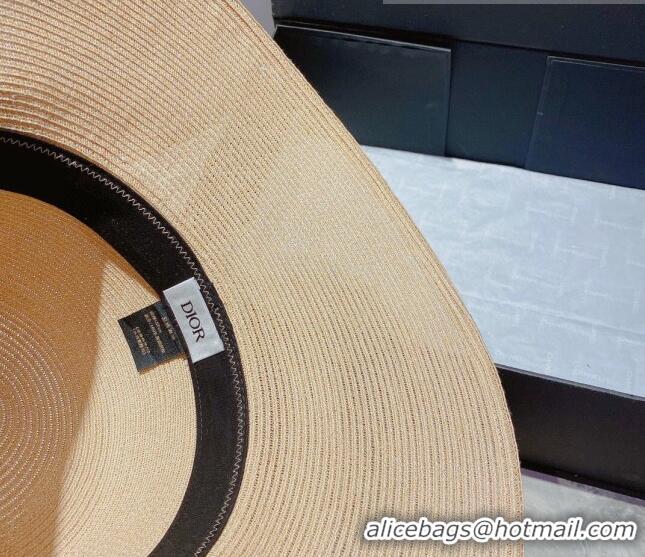 Good Product Dior Straw Wide Brim Hat 0727 Beige 2022