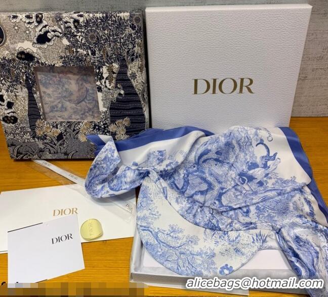 Duplicate Dior Silk Visor Hat in Light Blue Toile de Jouy Reverse CH0816 2022