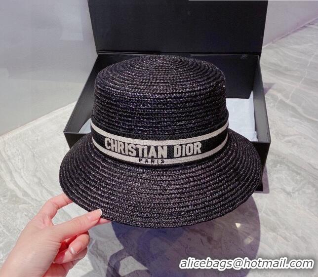 Top Quality Dior Straw Hat DSH81701 Black 2022