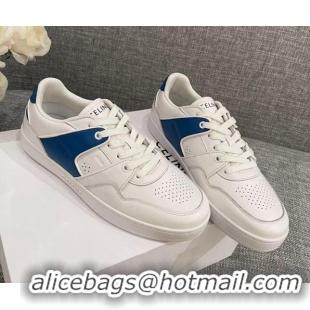 Discount Celine White Leather Sneakers Blue 062132