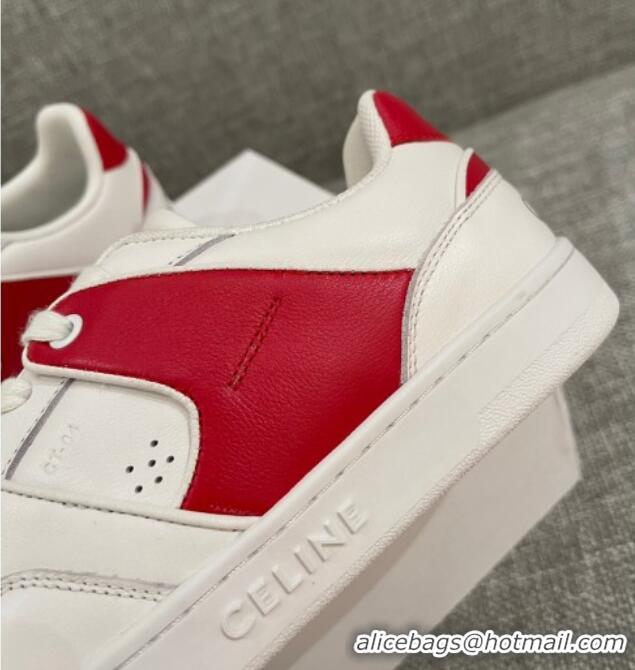 Best Product Celine White Leather Sneakers Red 062134