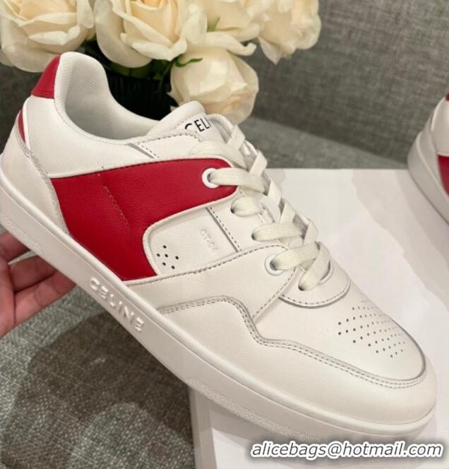 Best Product Celine White Leather Sneakers Red 062134