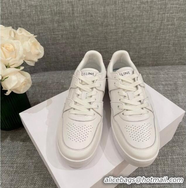 Unique Style Celine White Leather Sneakers White 062135