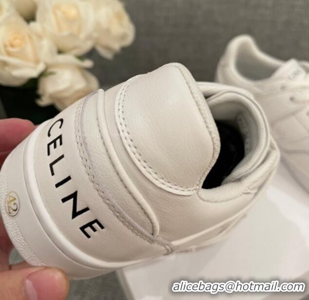 Unique Style Celine White Leather Sneakers White 062135