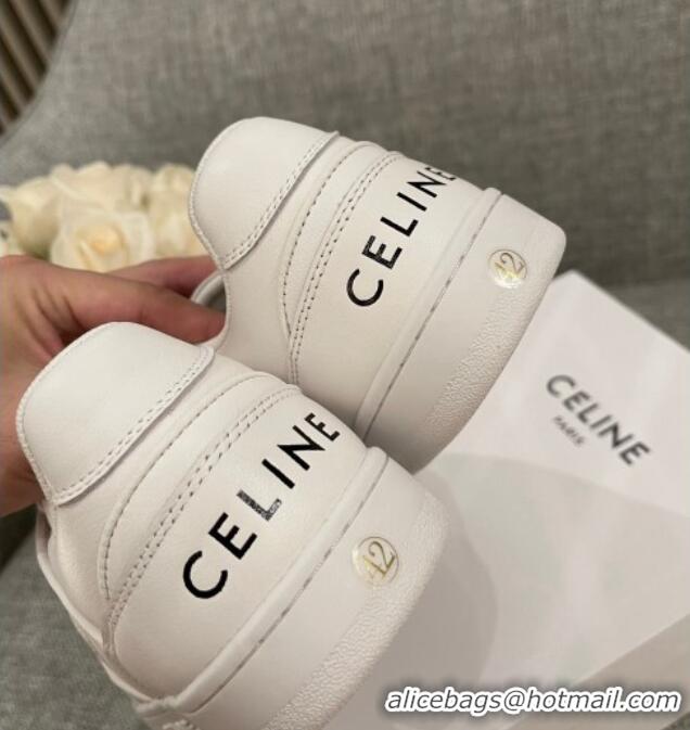 Unique Style Celine White Leather Sneakers White 062135