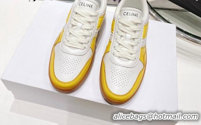 Low Price Celine Trainer Calfskin Low Sneakers Yellow 072008