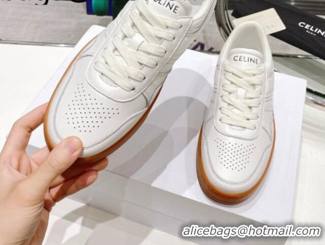 Pretty Style Celine Trainer Calfskin Low Sneakers White 072009