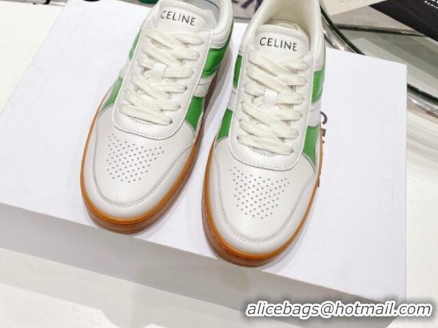 Popular Style Celine Trainer Calfskin Low Sneakers Green 072013