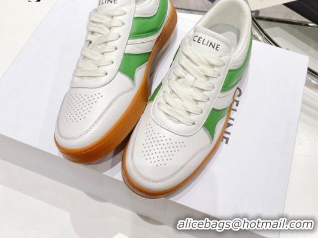 Popular Style Celine Trainer Calfskin Low Sneakers Green 072013