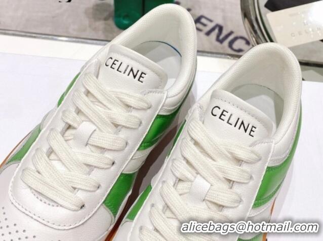 Popular Style Celine Trainer Calfskin Low Sneakers Green 072013