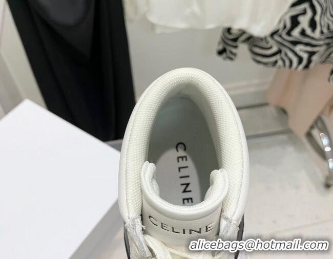 Best Product Celine Triomphe Lambskin Platform Boot Sneakers White/Black 080859