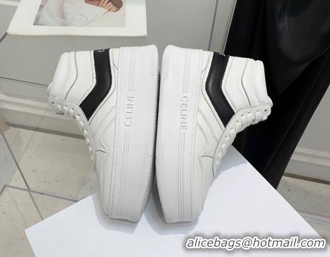 Best Product Celine Triomphe Lambskin Platform Boot Sneakers White/Black 080859