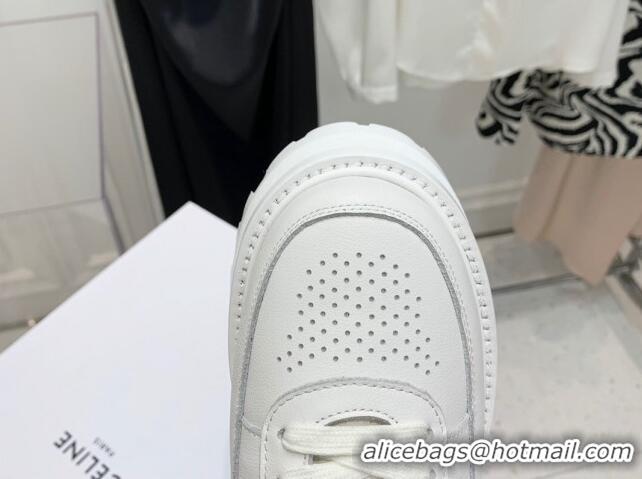 Grade Quality Celine Triomphe Leather Platform Boot Sneakers with Strap White/Black 080865