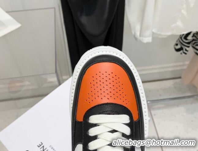 Unique Style Celine Triomphe Leather Platform Boot Sneakers with Strap White/Black/Orange 080868