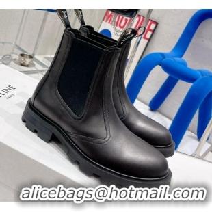 Low Price Celine Calf Leather Ankle Chelsea Boots Black 081220