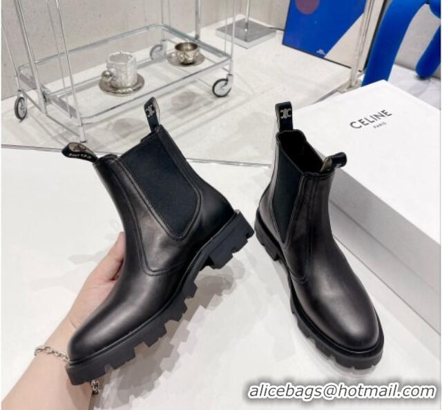 Low Price Celine Calf Leather Ankle Chelsea Boots Black 081220