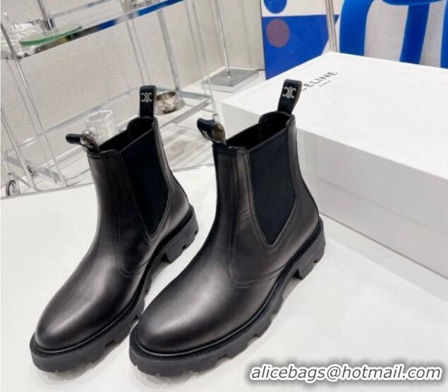 Low Price Celine Calf Leather Ankle Chelsea Boots Black 081220