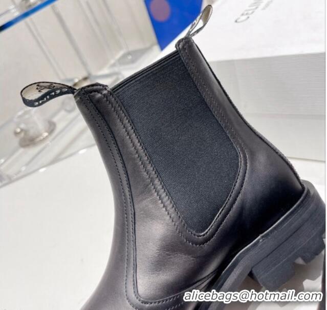 Low Price Celine Calf Leather Ankle Chelsea Boots Black 081220