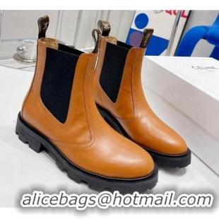 Good Product Celine Calf Leather Ankle Chelsea Boots Brown 081221