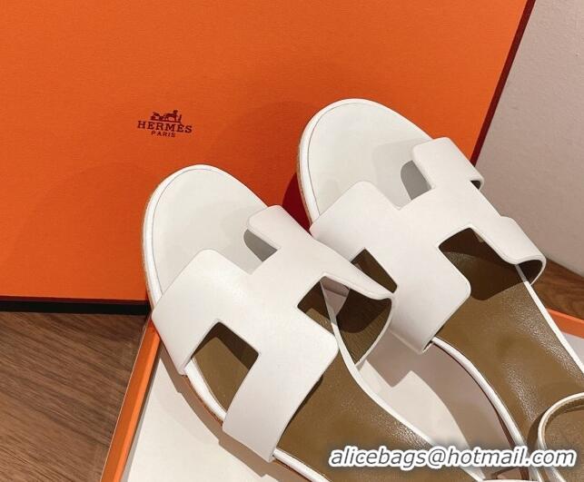 Discount Hermes Santorini Swift Calfskin Sandal 5cm 052334 White