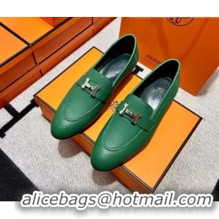 Best Grade Hermes Pairs Loafer in Calfskin Green 0611051