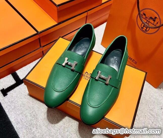 Best Grade Hermes Pairs Loafer in Calfskin Green 0611051