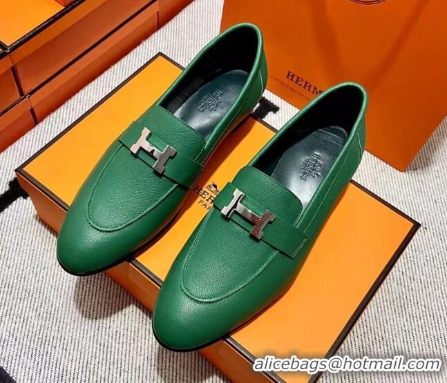 Best Grade Hermes Pairs Loafer in Calfskin Green 0611051