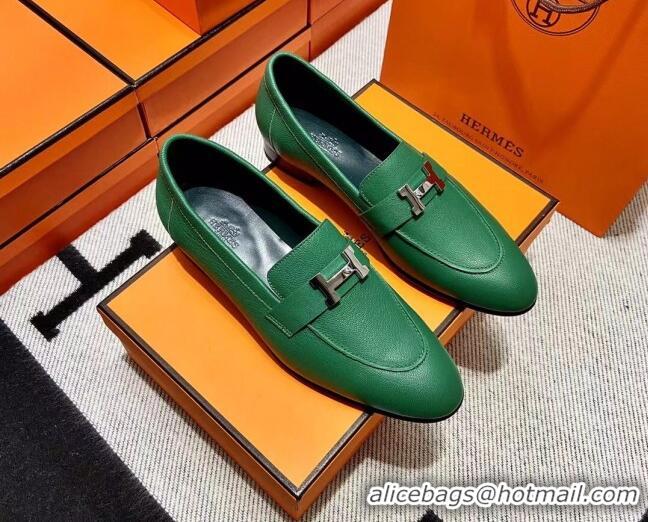 Best Grade Hermes Pairs Loafer in Calfskin Green 0611051