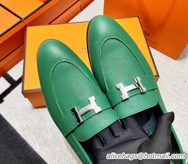 Best Grade Hermes Pairs Loafer in Calfskin Green 0611051