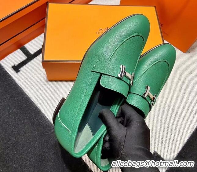 Best Grade Hermes Pairs Loafer in Calfskin Green 0611051