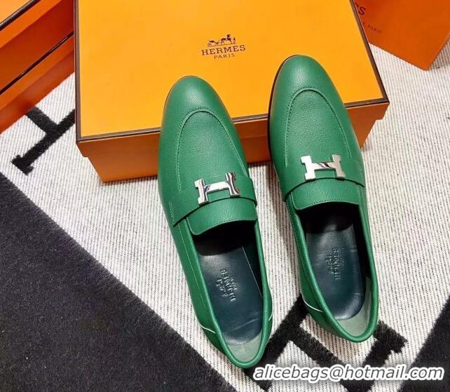 Best Grade Hermes Pairs Loafer in Calfskin Green 0611051