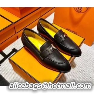 Fashion Hermes Pairs Loafer in Calfskin Yellow/Black 0611057