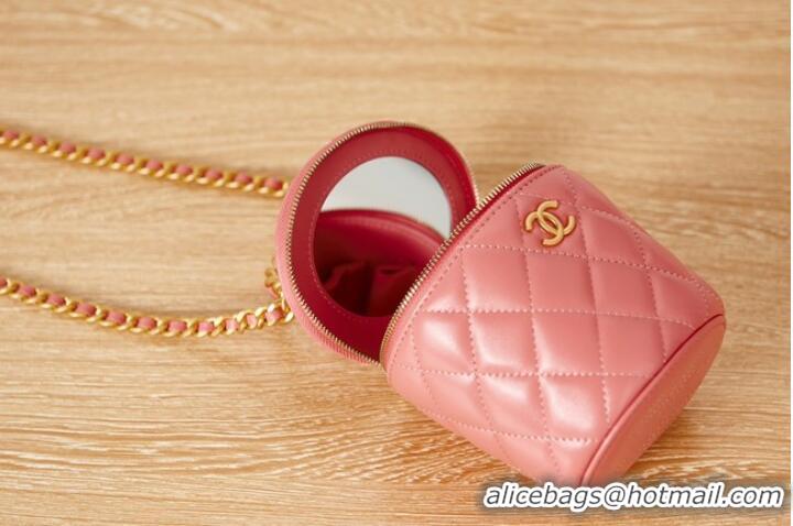 Good Product CHANEL VANITY WITH CHAIN Lambskin & Gold-Tone Metal AS2873 Pink