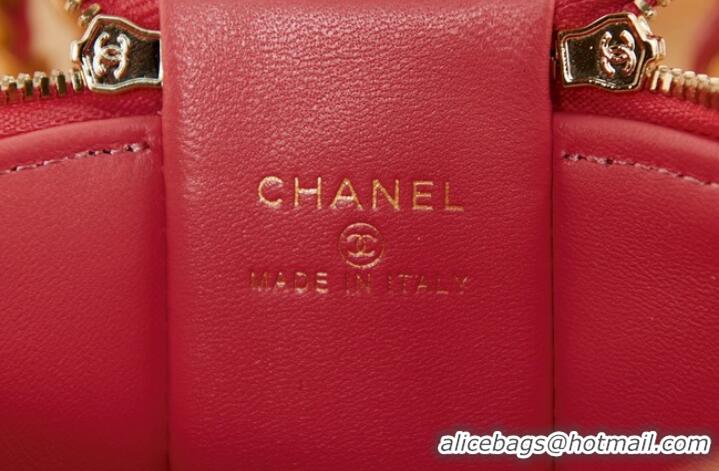 Good Product CHANEL VANITY WITH CHAIN Lambskin & Gold-Tone Metal AS2873 Pink