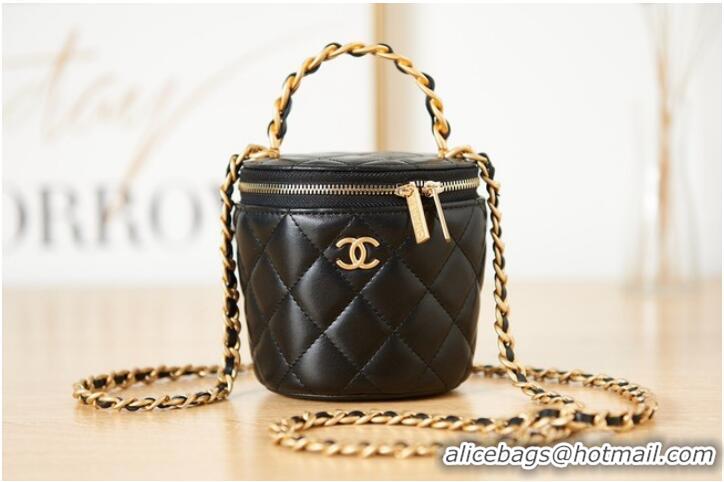 Good Product CHANEL VANITY WITH CHAIN Lambskin & Gold-Tone Metal AS2873 black