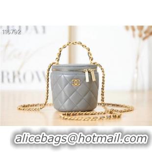 Good Looking CHANEL VANITY WITH CHAIN Lambskin & Gold-Tone Metal AS2873 gray