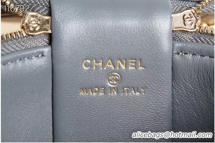 Good Looking CHANEL VANITY WITH CHAIN Lambskin & Gold-Tone Metal AS2873 gray