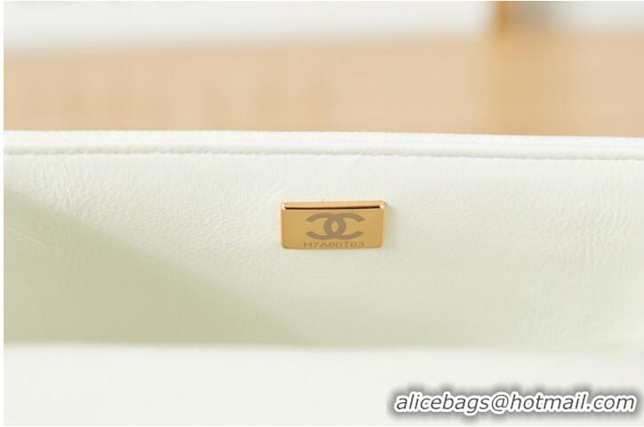 Pretty Style SMALL BOY CHANEL MESSENGER BAG Grained Calfskin & Gold-Tone Metal AS3350 white