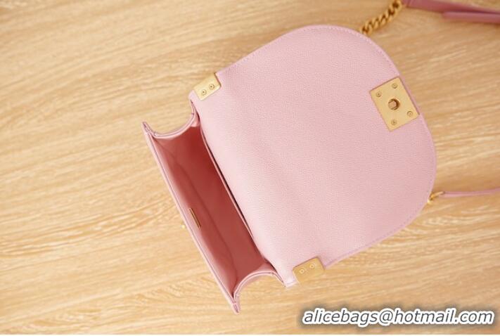 Good Looking SMALL BOY CHANEL MESSENGER BAG Grained Calfskin & Gold-Tone Metal AS3350 pink