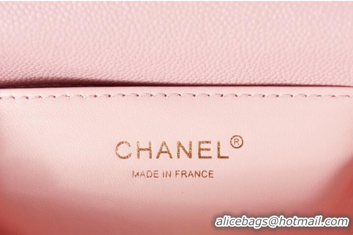 Good Looking SMALL BOY CHANEL MESSENGER BAG Grained Calfskin & Gold-Tone Metal AS3350 pink