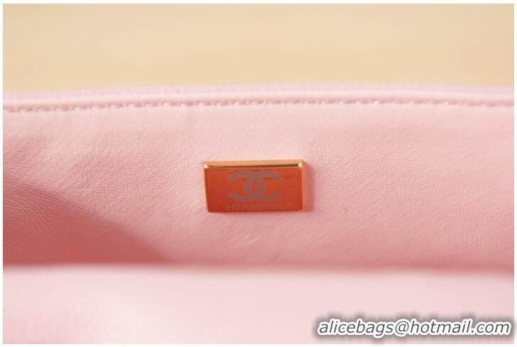 Good Looking SMALL BOY CHANEL MESSENGER BAG Grained Calfskin & Gold-Tone Metal AS3350 pink