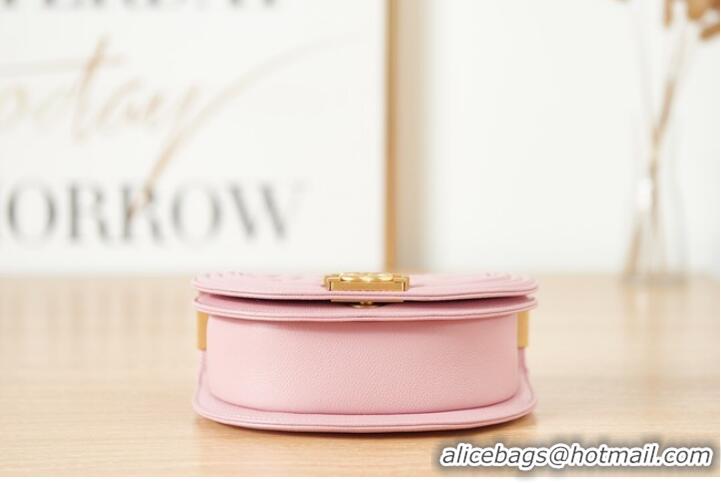 Good Looking SMALL BOY CHANEL MESSENGER BAG Grained Calfskin & Gold-Tone Metal AS3350 pink