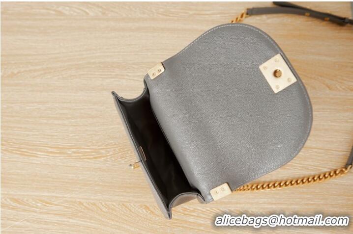 Shop Grade SMALL BOY CHANEL MESSENGER BAG Grained Calfskin & Gold-Tone Metal AS3350 Dark Gray