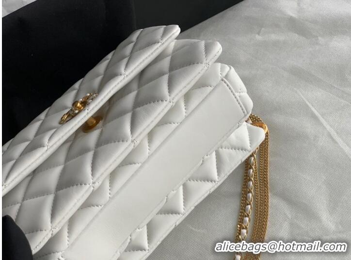 Reasonable Price Chanel MINI FLAP BAG Lambskin & Gold-Tone Metal AS3378 white