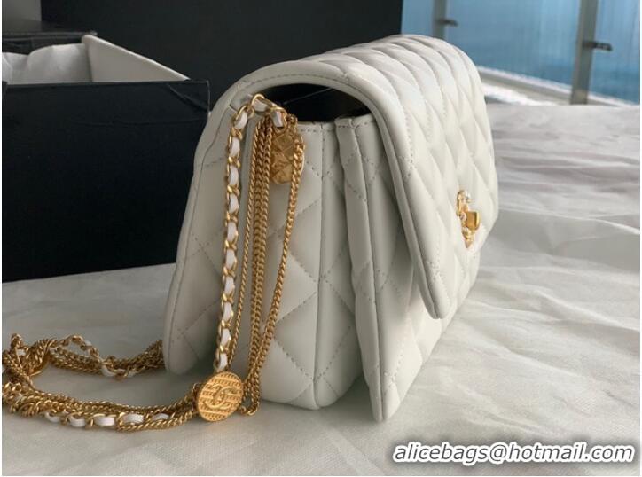 Reasonable Price Chanel MINI FLAP BAG Lambskin & Gold-Tone Metal AS3378 white