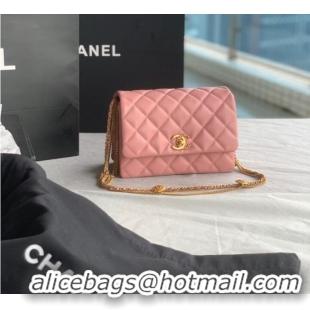 Well Crafted Chanel MINI FLAP BAG Lambskin & Gold-Tone Metal AS3378 pink