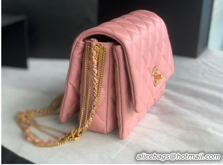 Well Crafted Chanel MINI FLAP BAG Lambskin & Gold-Tone Metal AS3378 pink